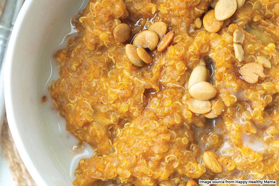 Pumpkin banana quinoa breakfast bowl
